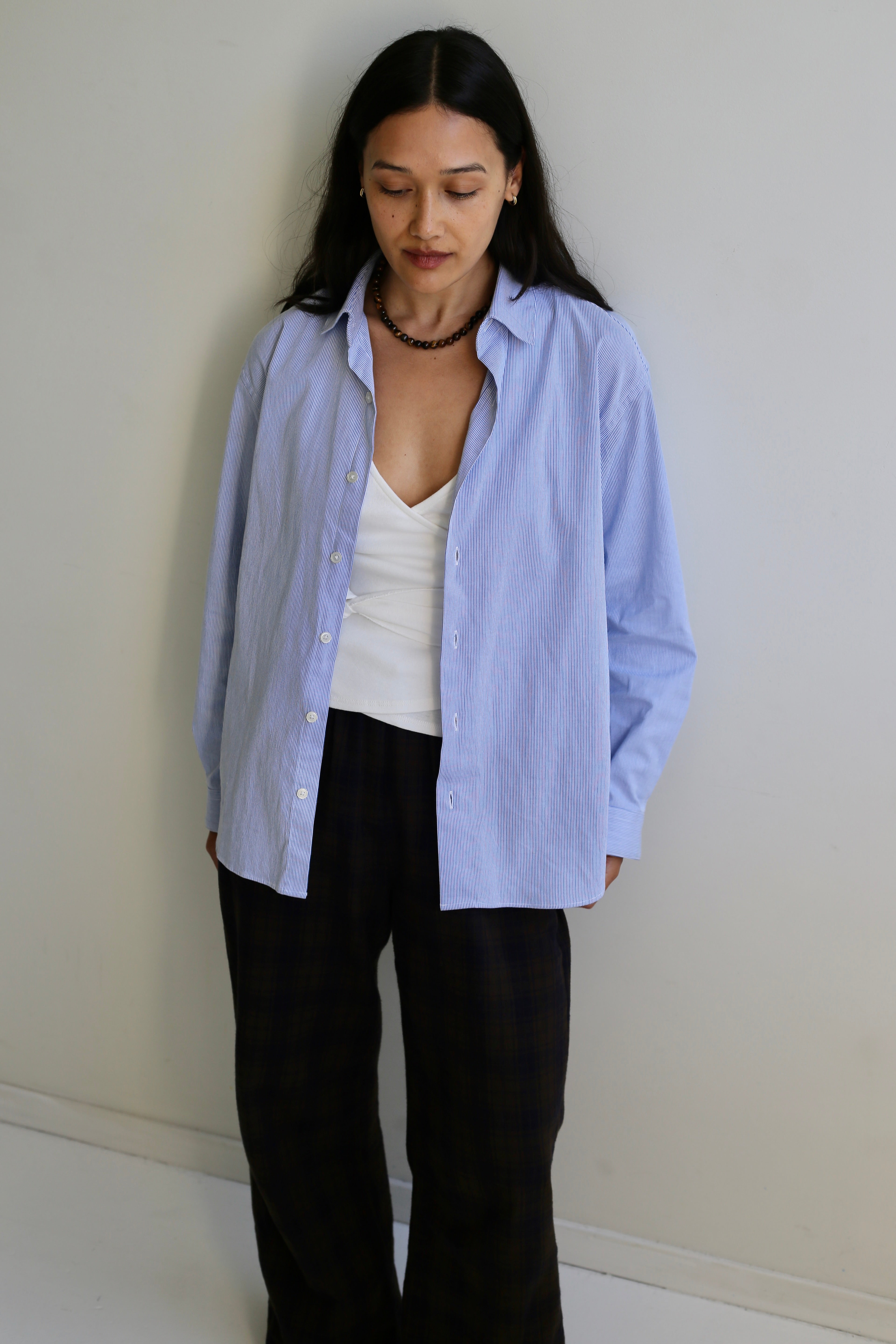 Noble Label classic blue stripe shirt womens unisex mens