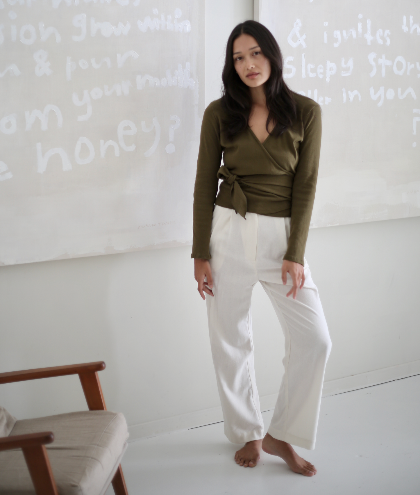 Clio Wrap Top in Olive