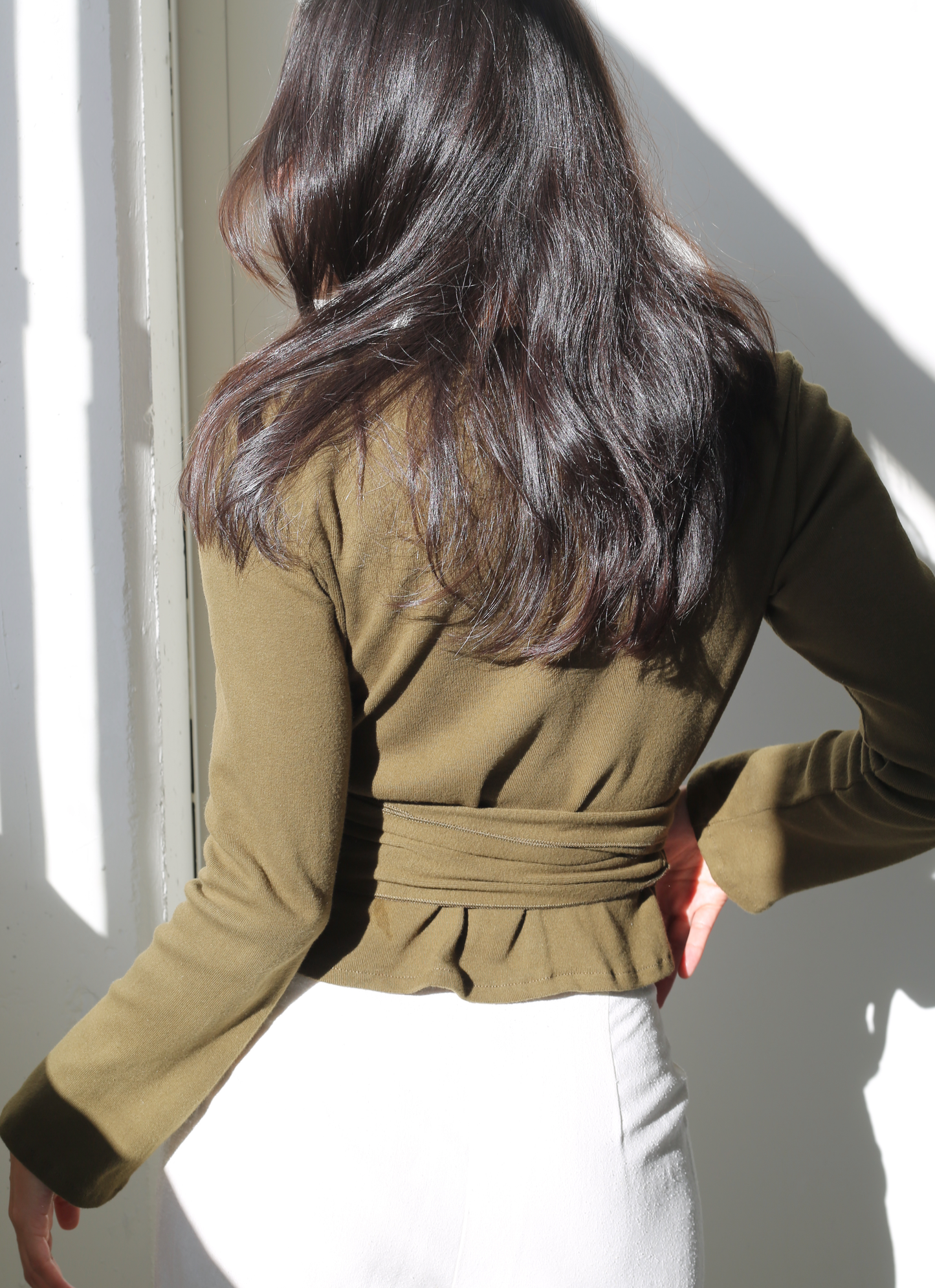 Clio Wrap Top in Olive