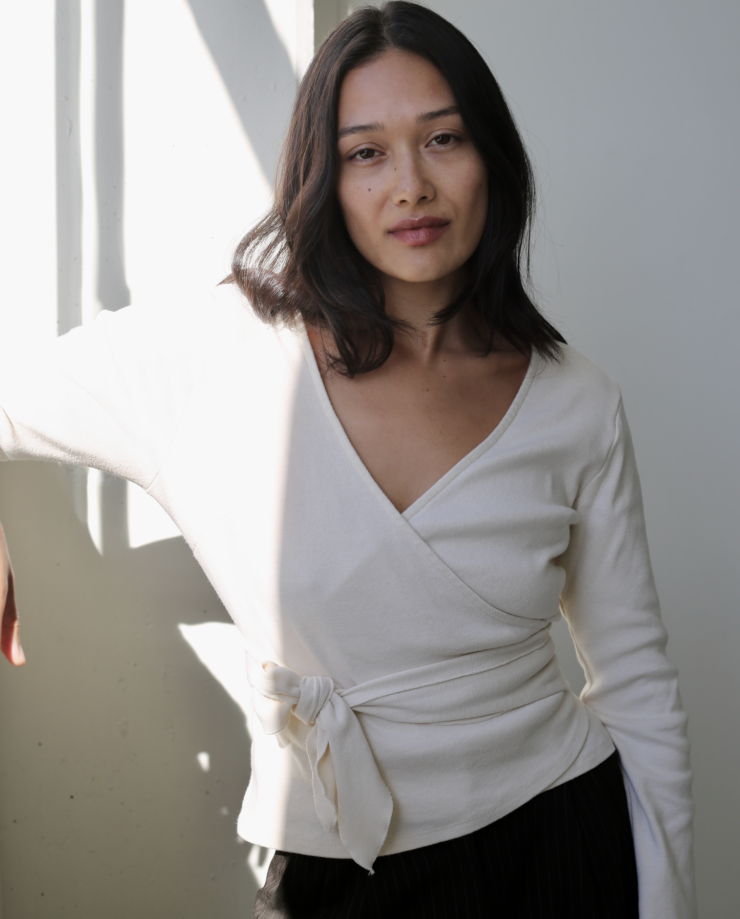 Clio Wrap Top in Cream