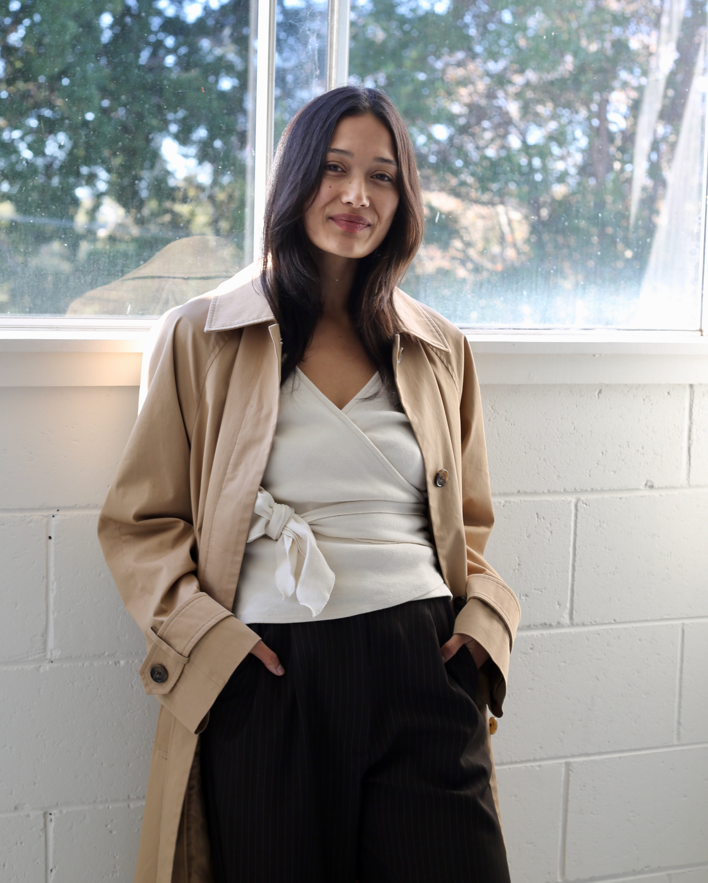 Clio Wrap Top in Cream