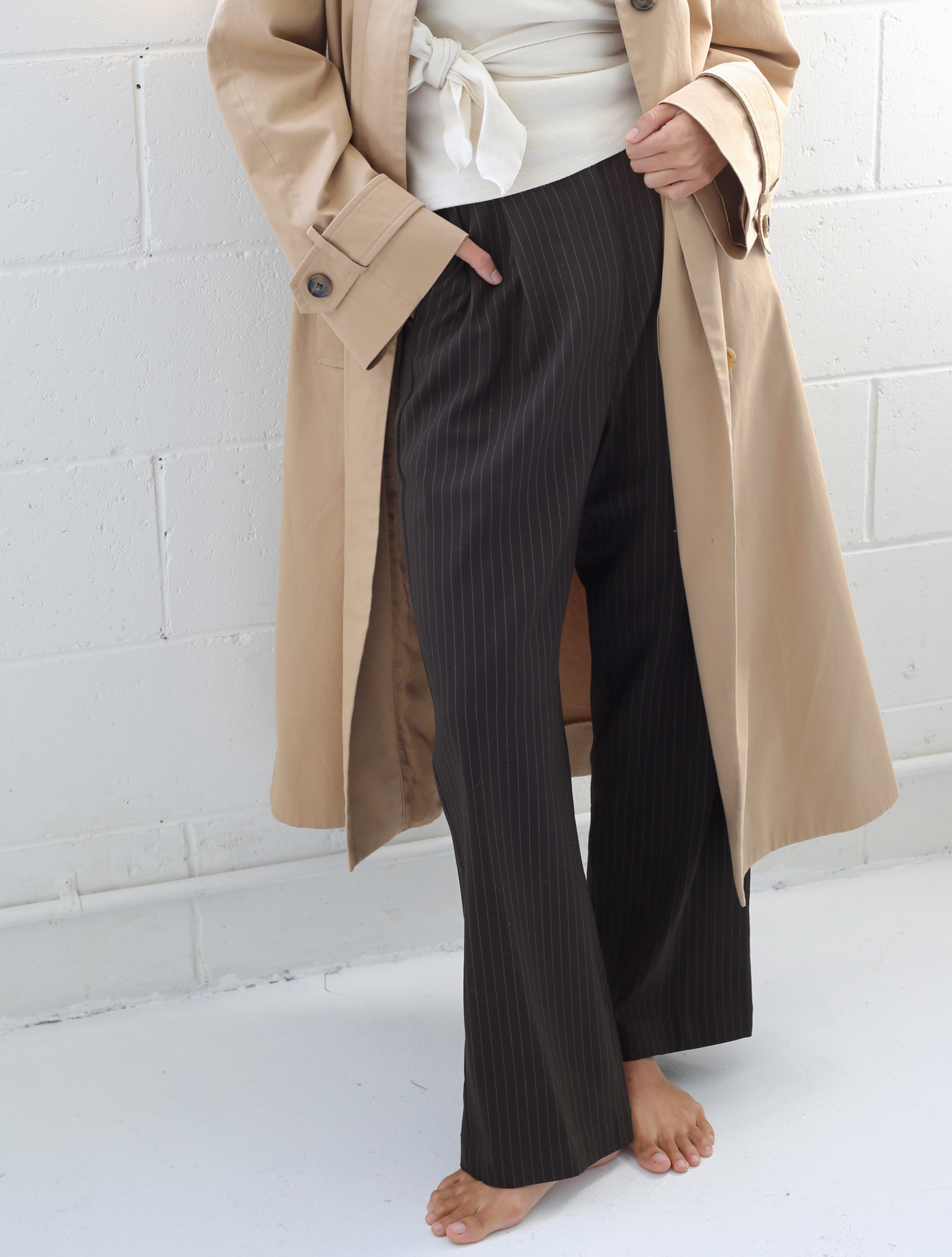 Keaton Trousers in Chocolate Pinstripe