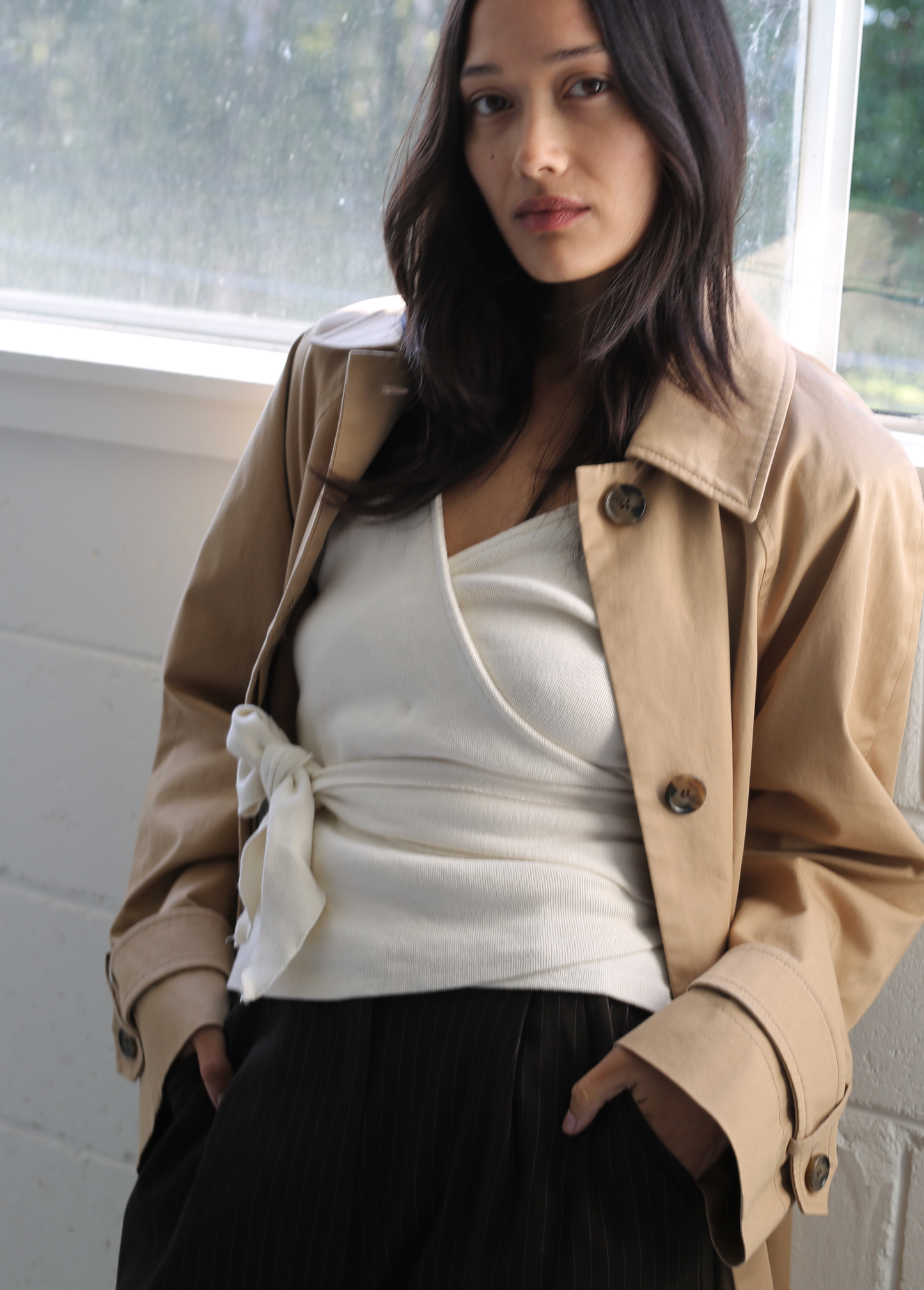 Clio Wrap Top in Cream
