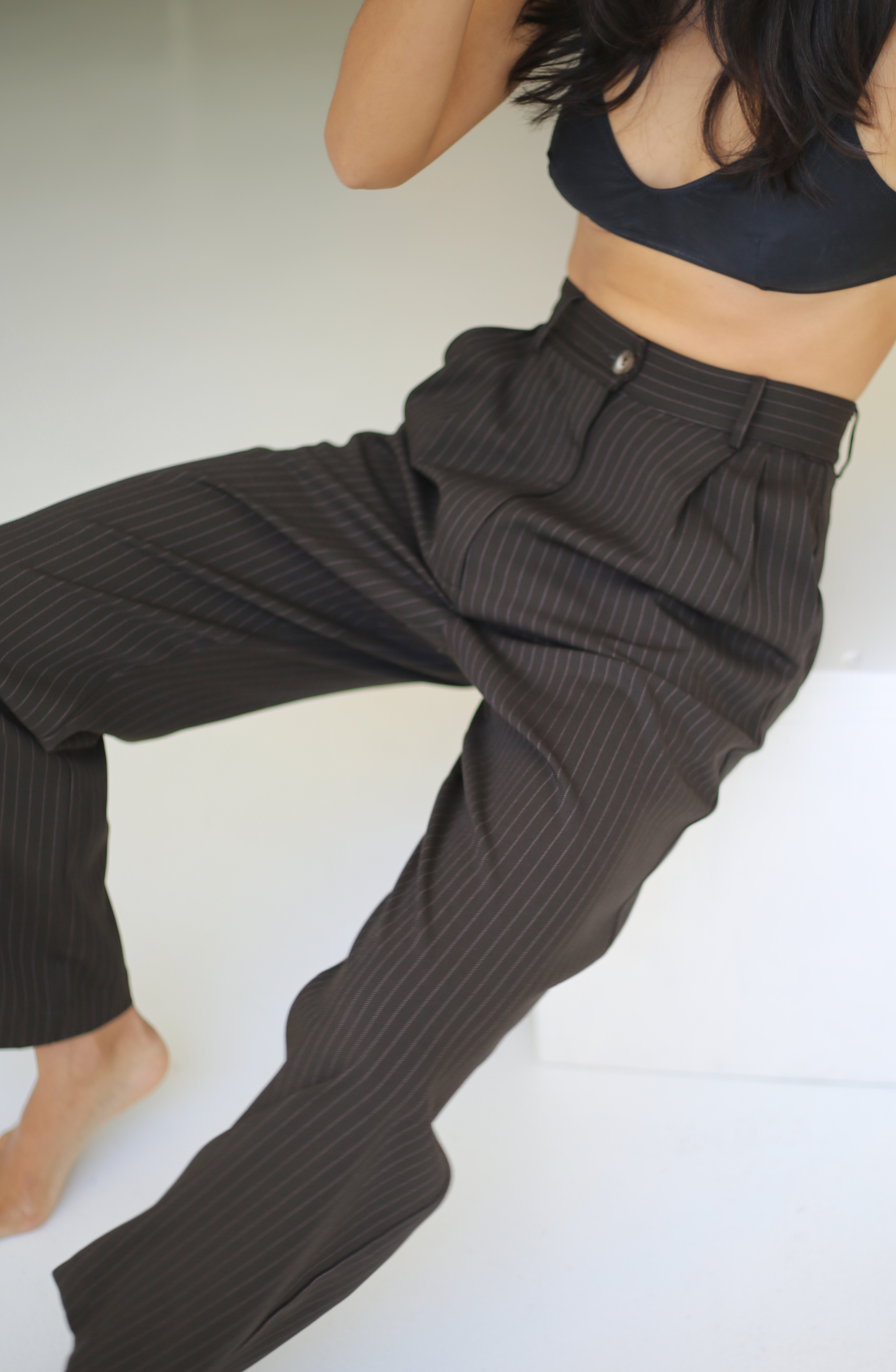 Keaton Trousers in Chocolate Pinstripe