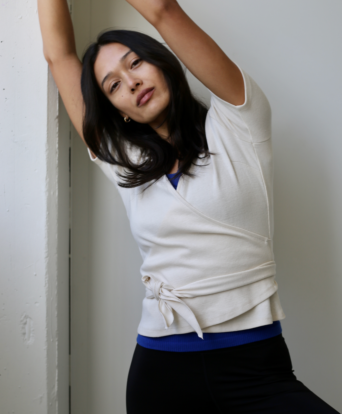 Clio Wrap Short Sleeve in Cream