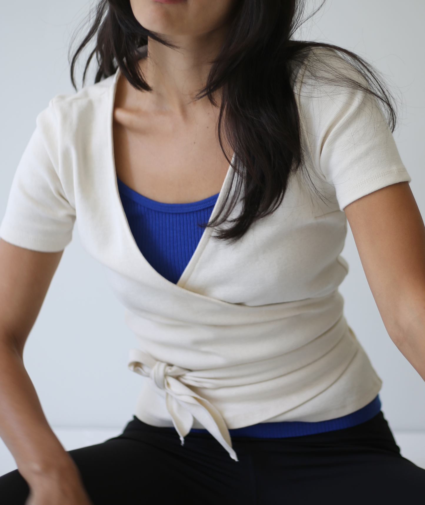 Clio Wrap Short Sleeve in Cream