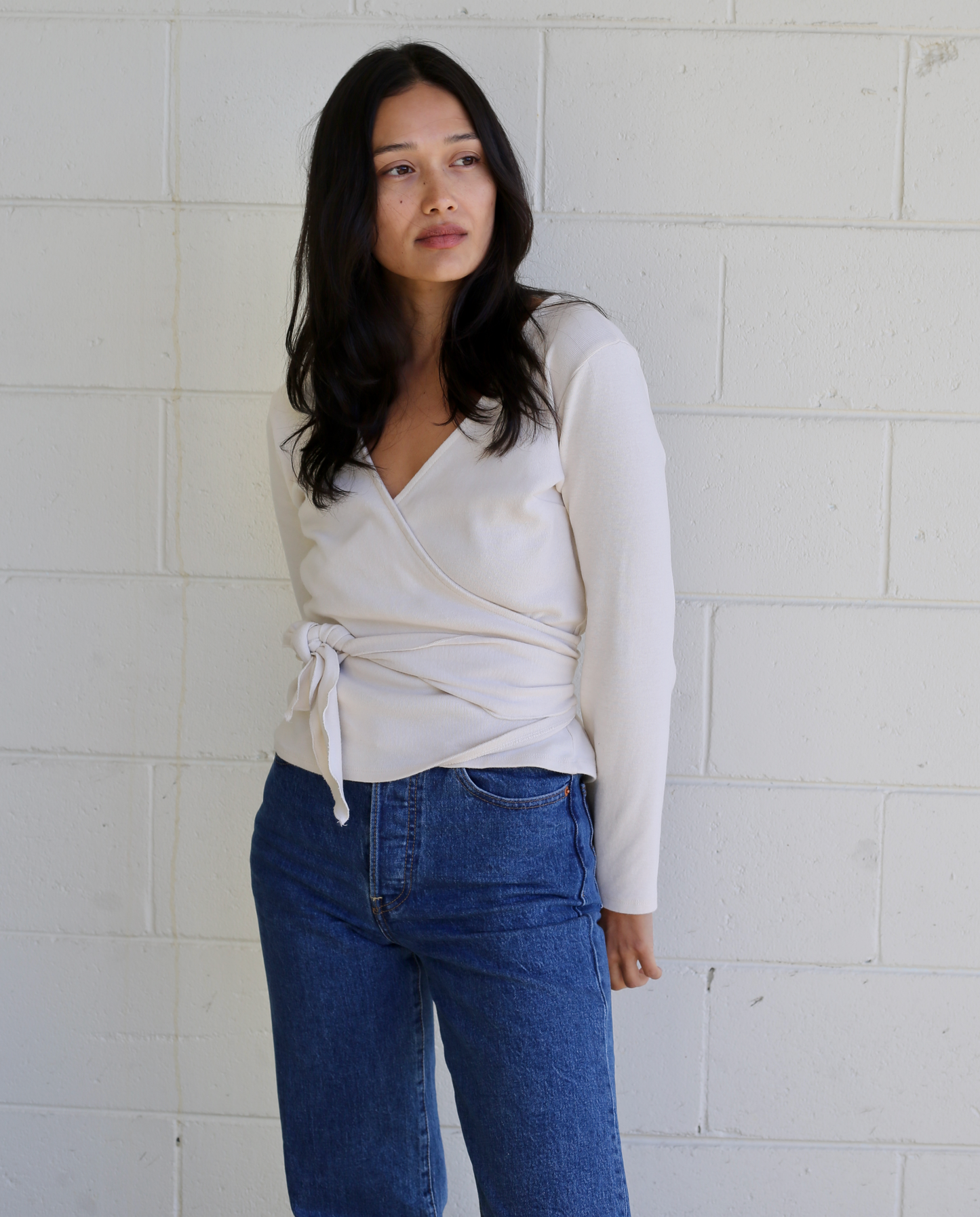 Clio Wrap Top in Cream