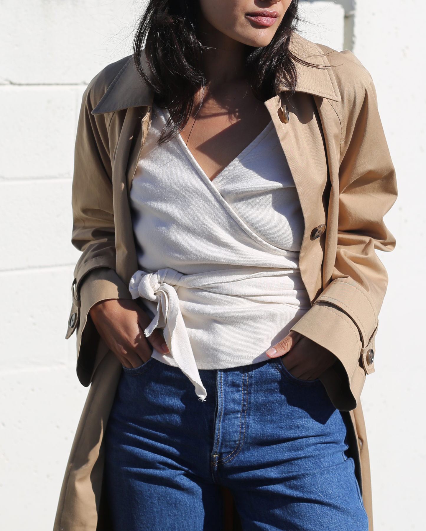 Clio Wrap Top in Cream
