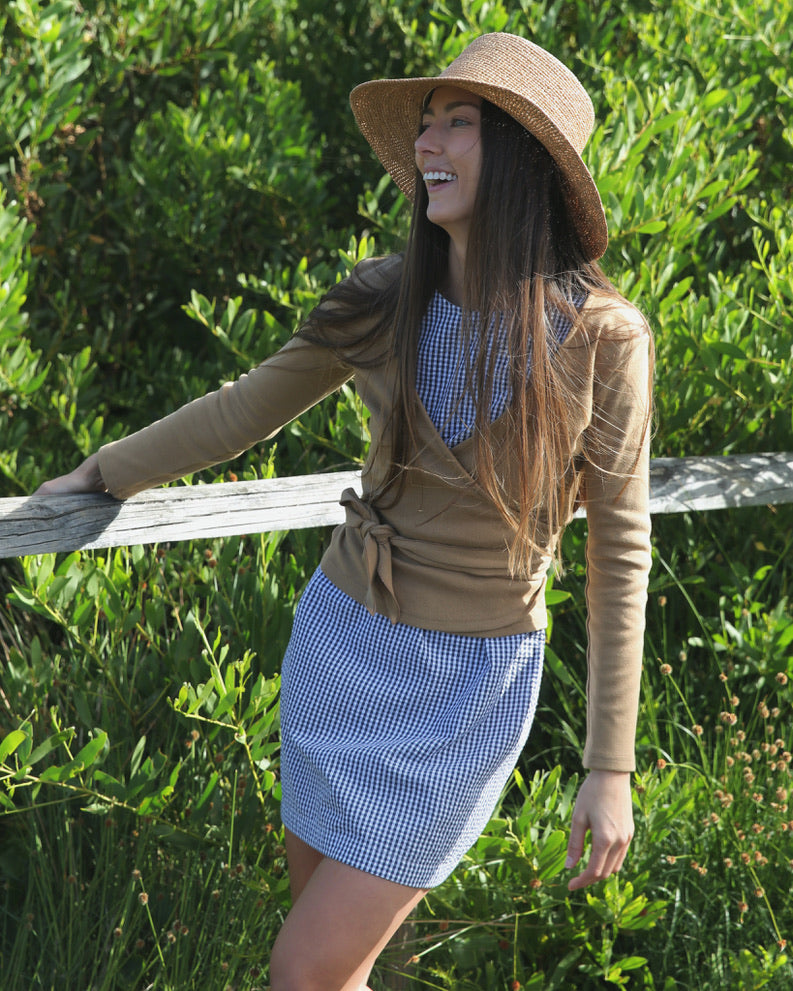 Clio Wrap Top in Camel