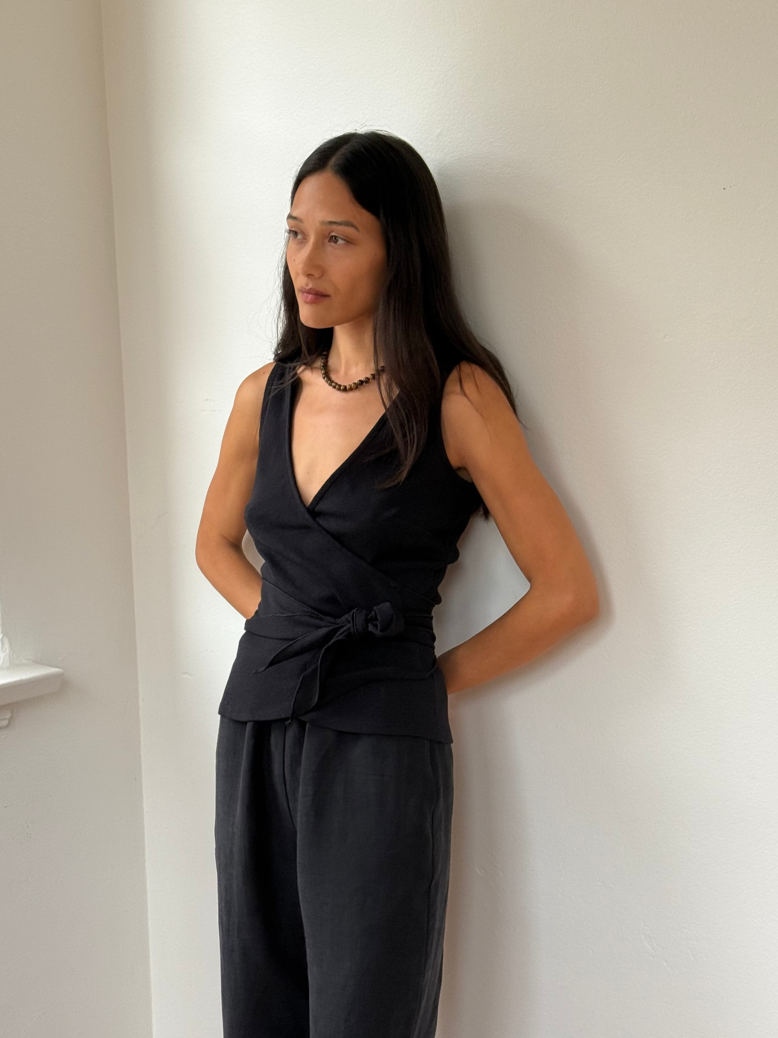 Clio Wrap Sleeveless in Black