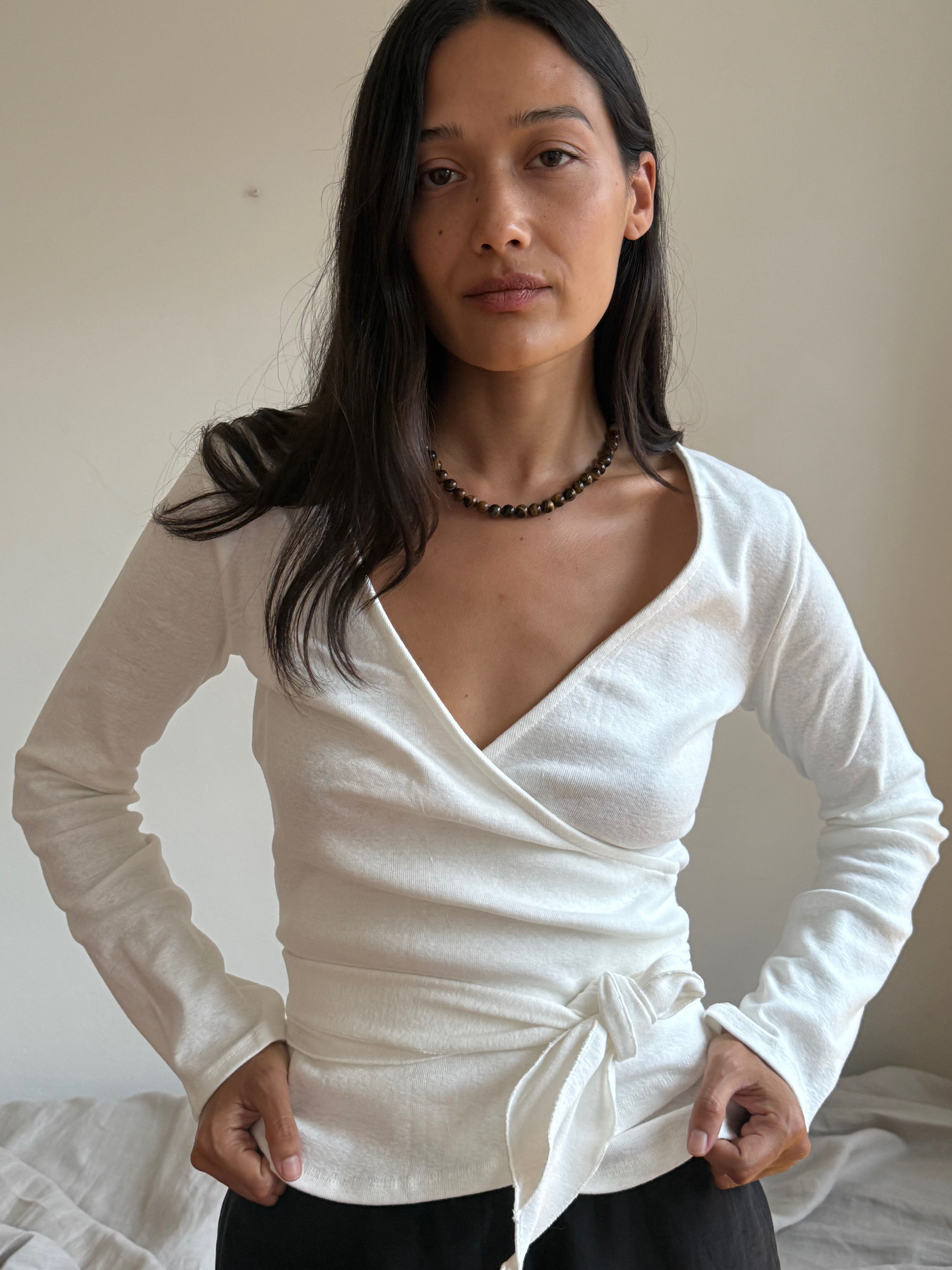 Clio Wrap Top in Ivory