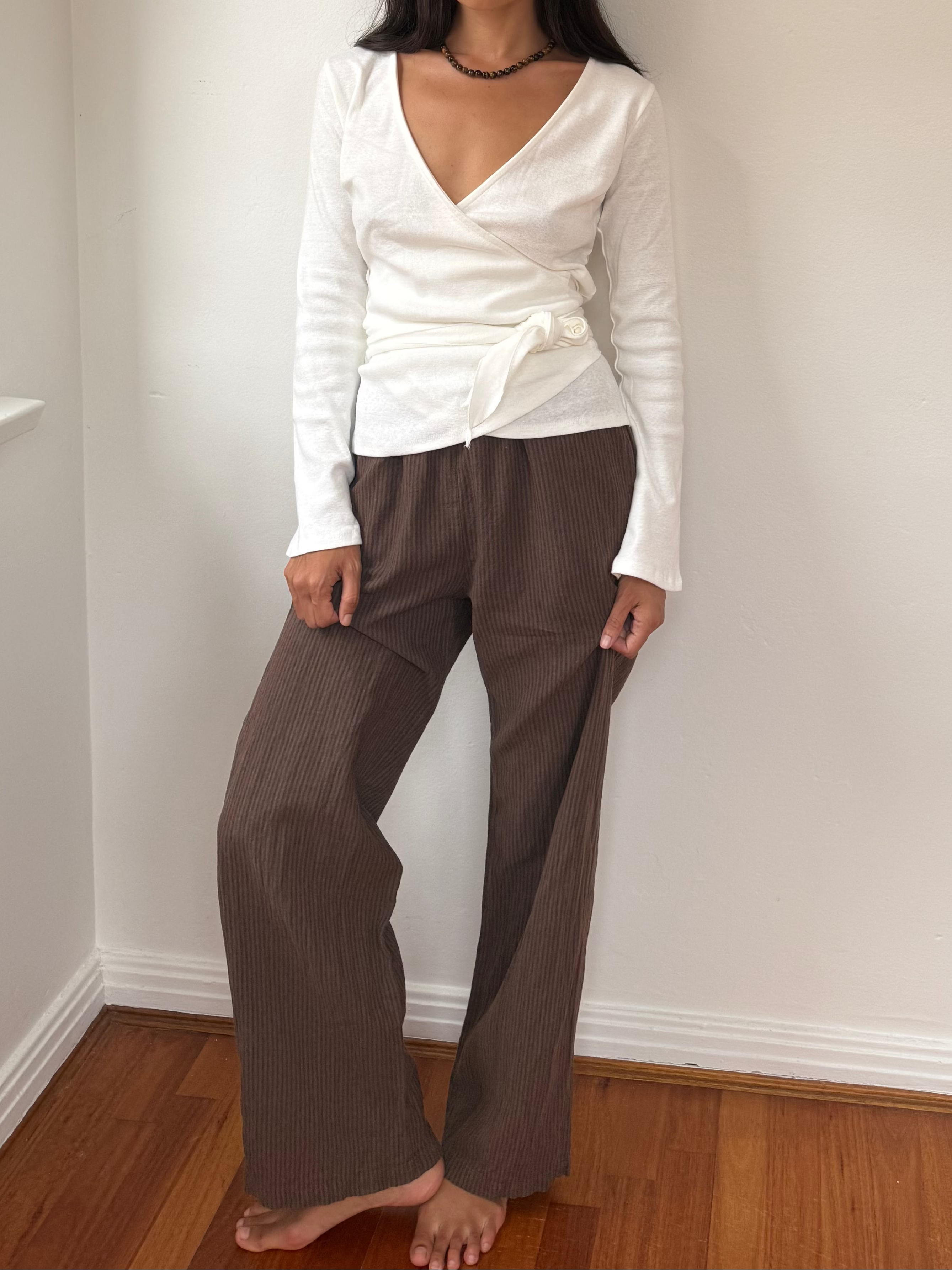 Deia Trouser in Umber Stripe