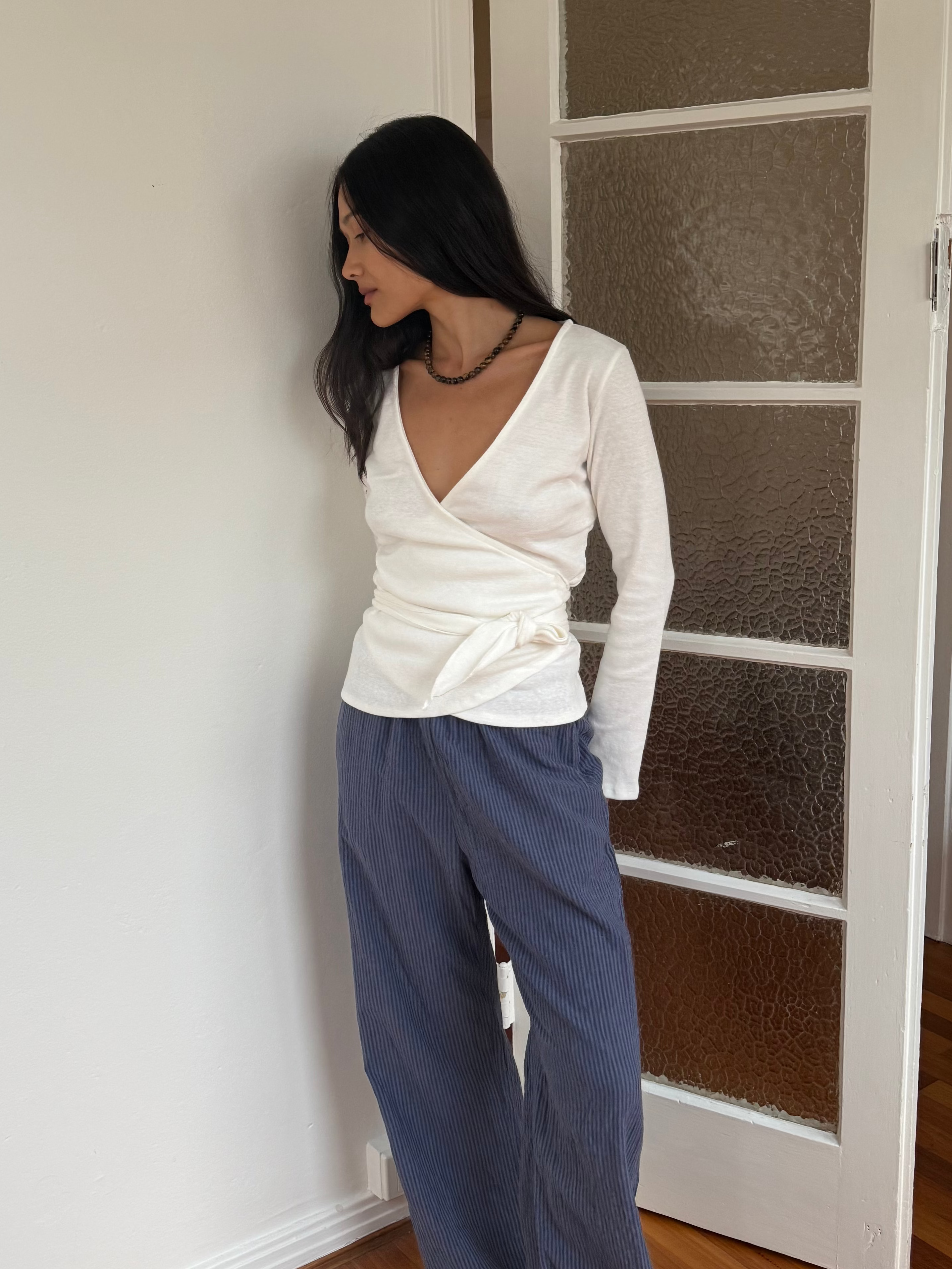 Clio Wrap Top in Ivory