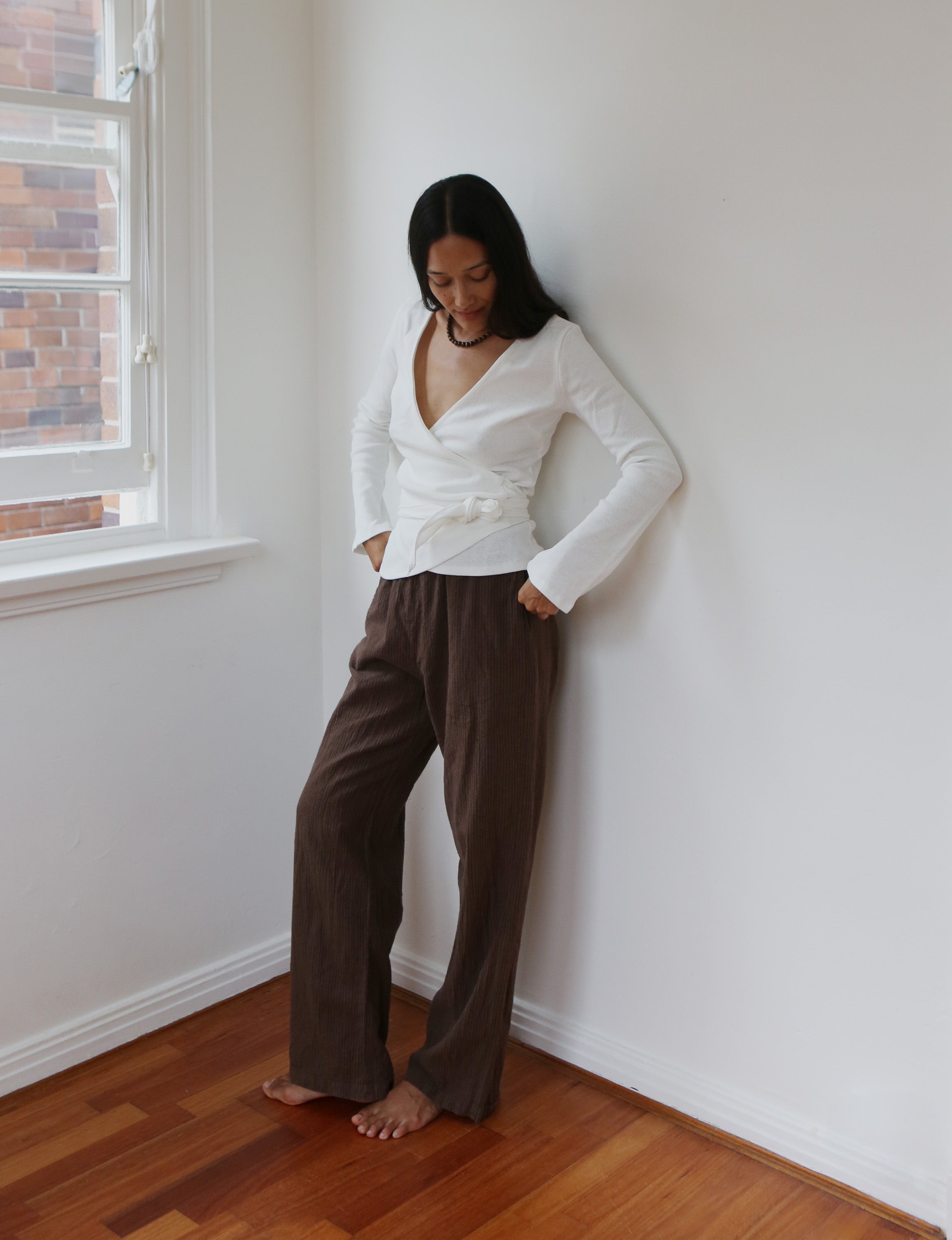 Deia Trouser in Umber Stripe
