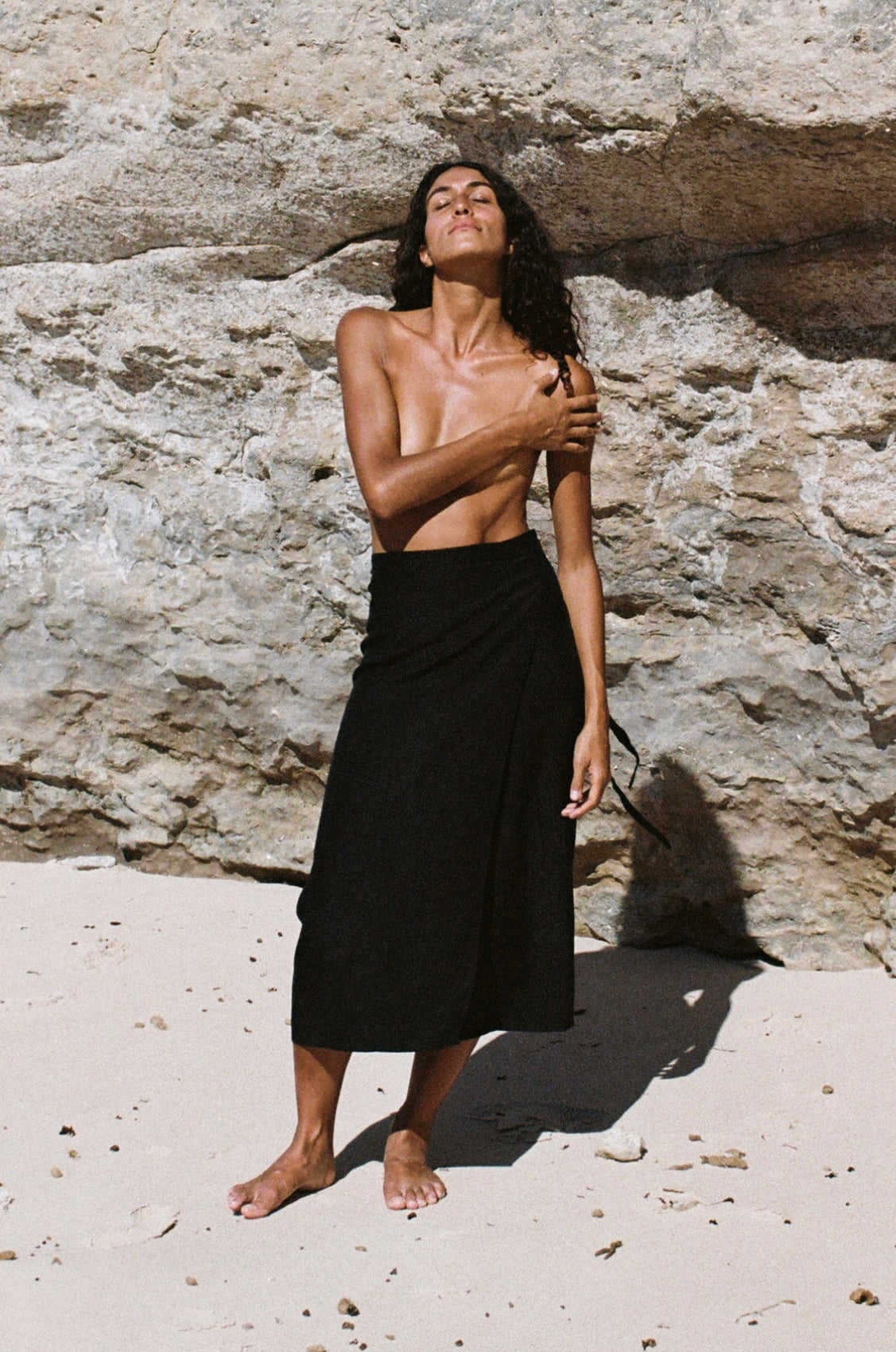 Lucia Wrap Skirt in Washed Black