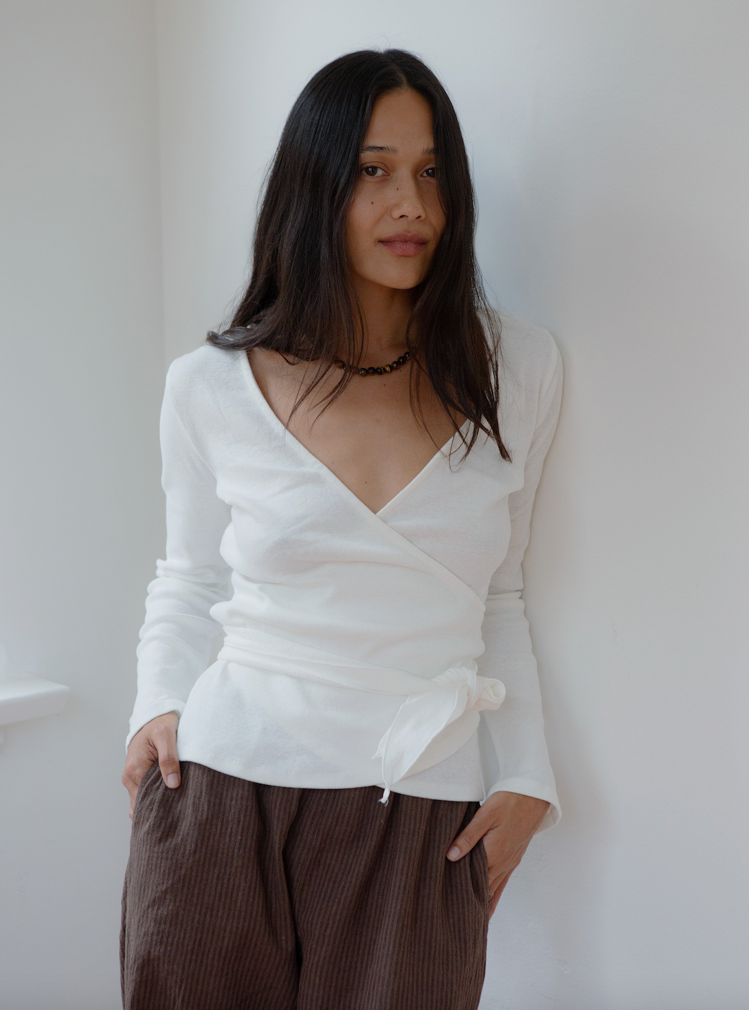 Clio Wrap Top in Ivory