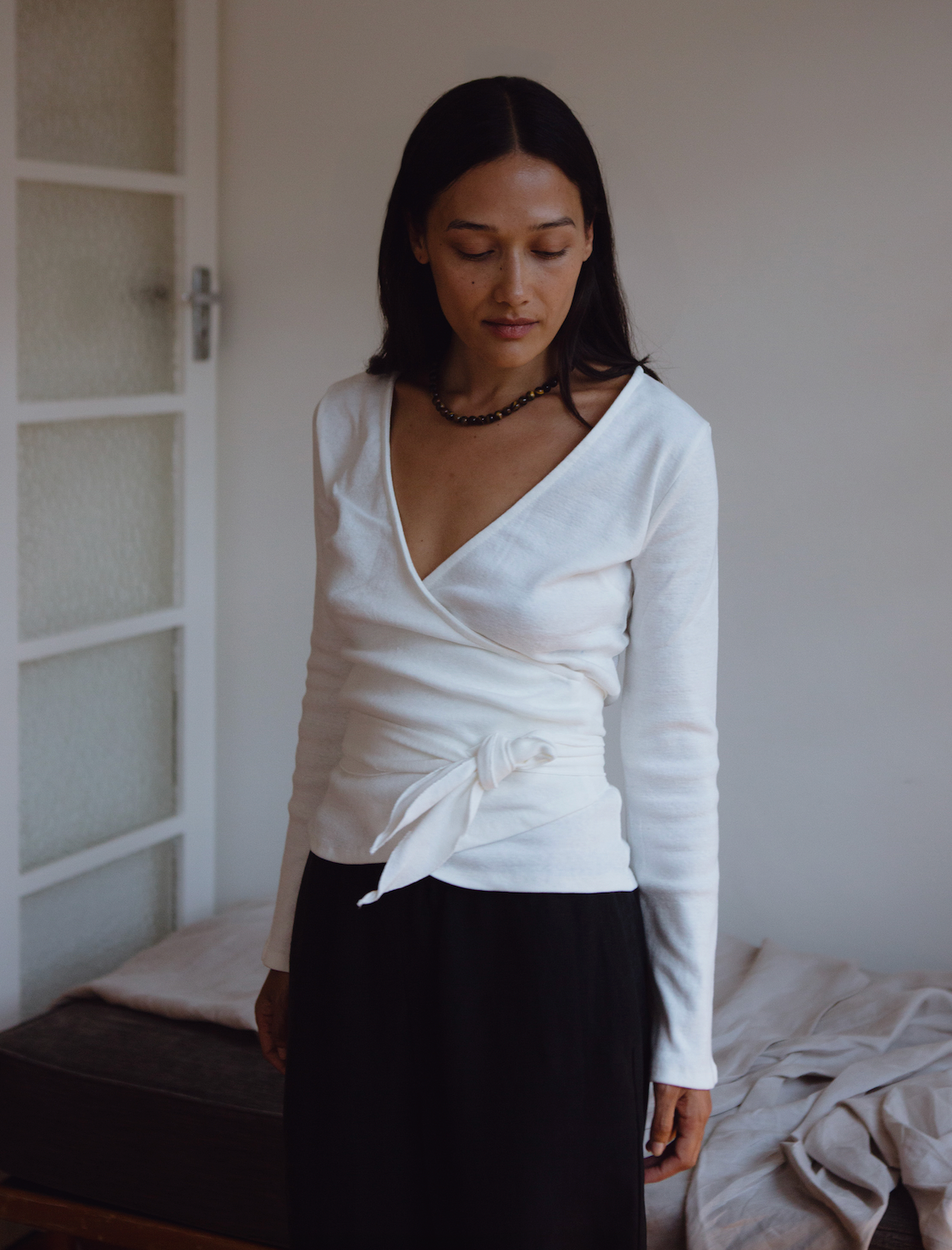 Clio Wrap Top in Ivory