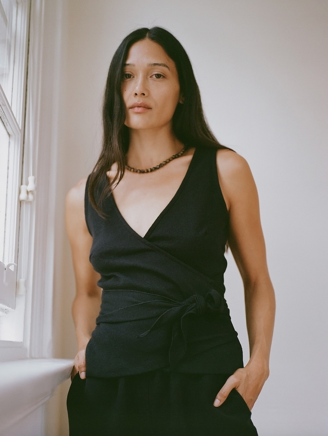 Clio Wrap Sleeveless in Black