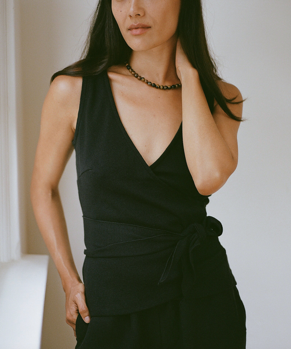 Clio Wrap Sleeveless in Black