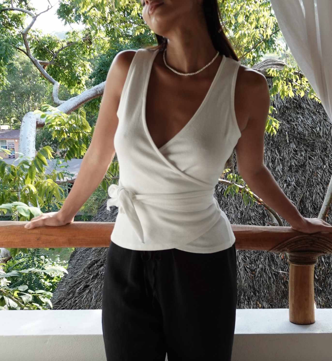 Clio Wrap Sleeveless in Ivory