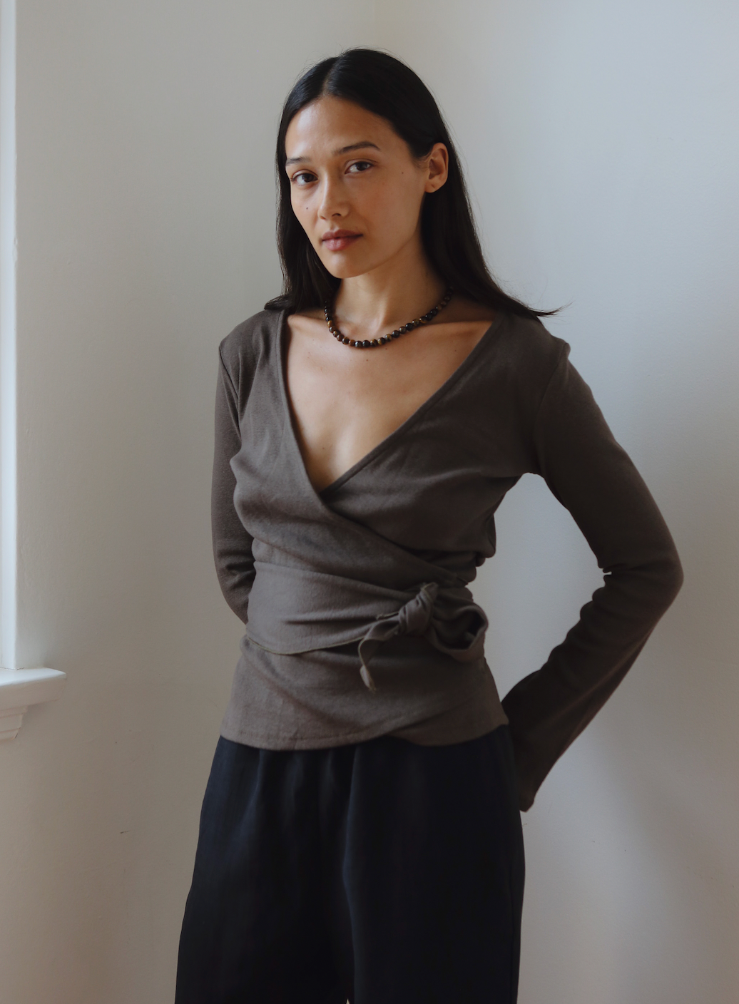 Clio Wrap Top in Cedar