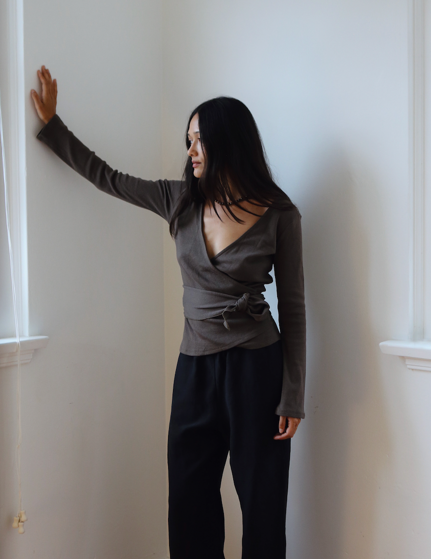 Clio Wrap Top in Cedar