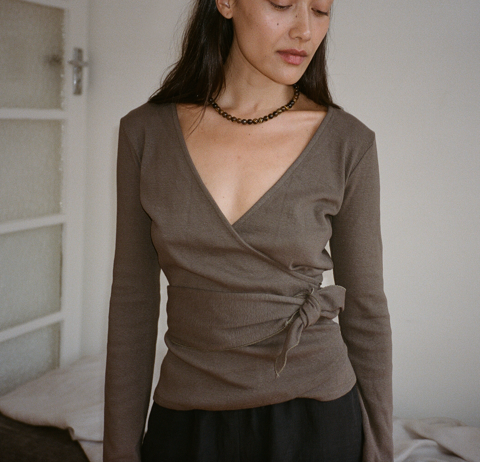 Clio Wrap Top in Cedar