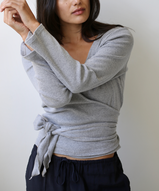 Clio Wrap Top in Grey