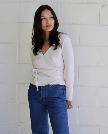 Clio Wrap Top in Cream