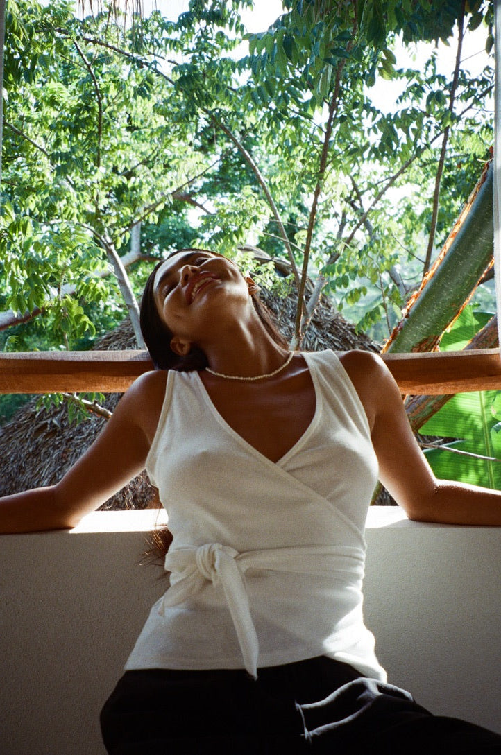 Clio Wrap Sleeveless in Ivory