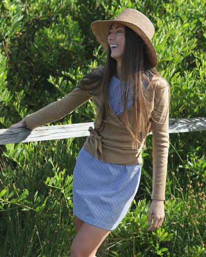 Clio Wrap Top in Camel