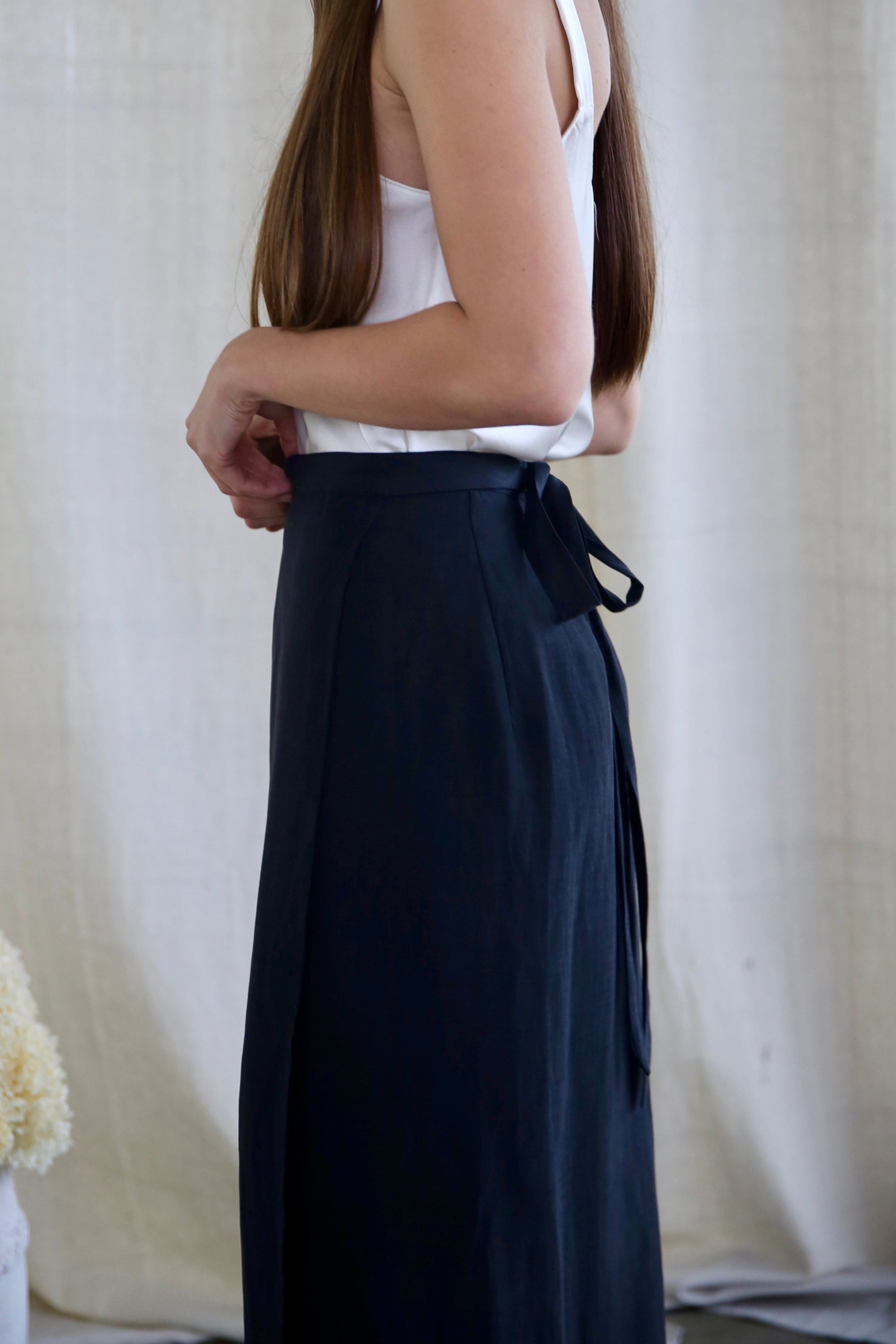 Lucia Wrap Skirt in Washed Black
