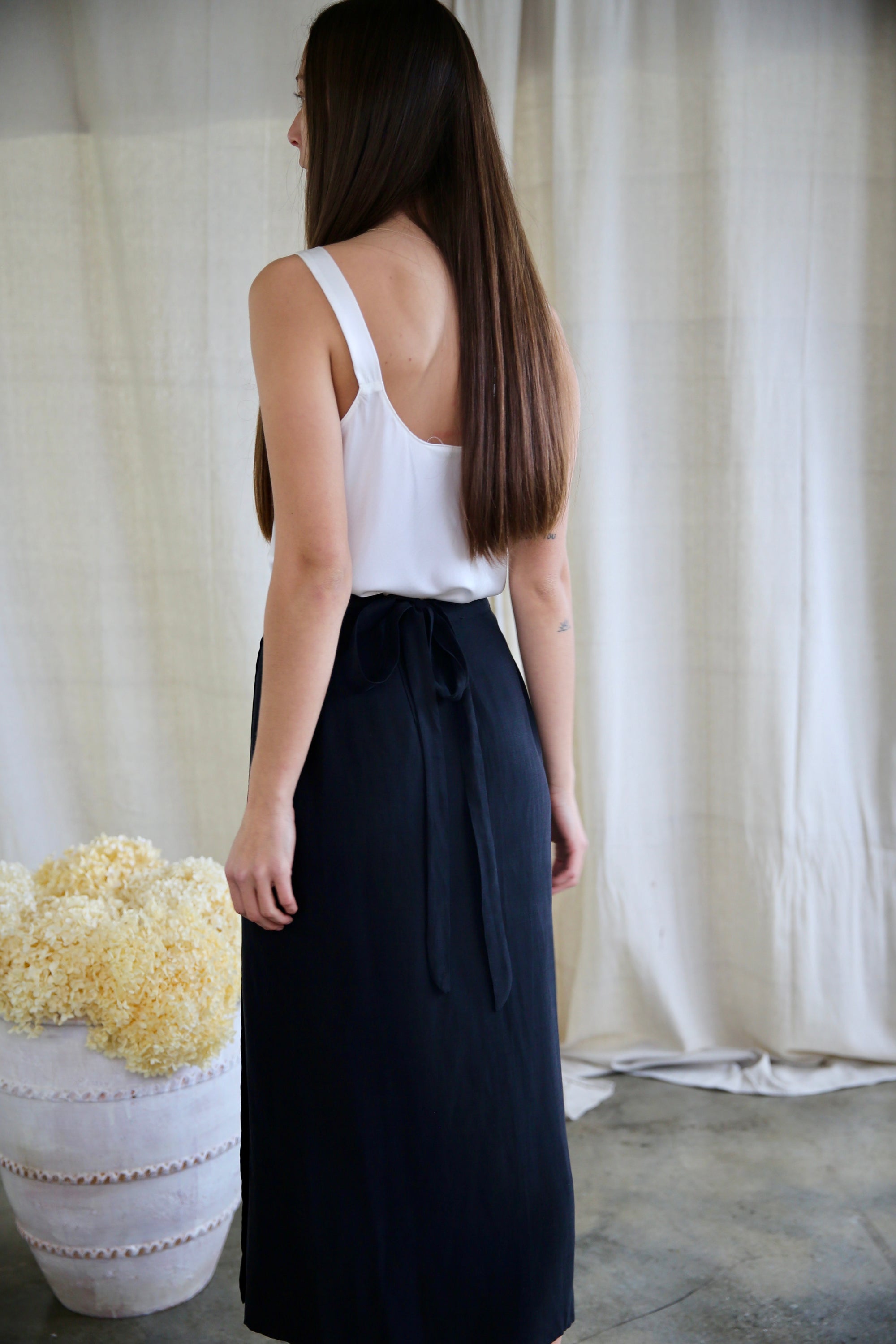 Lucia Wrap Skirt in Washed Black