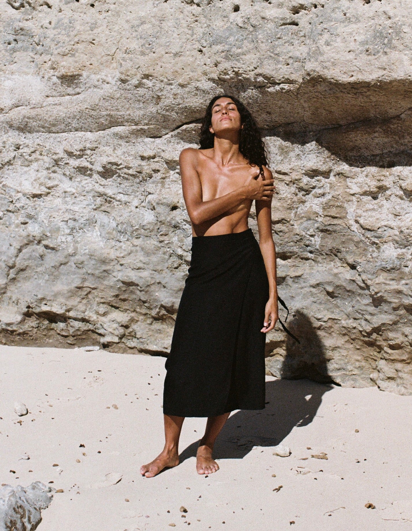 Lucia Wrap Skirt in Washed Black