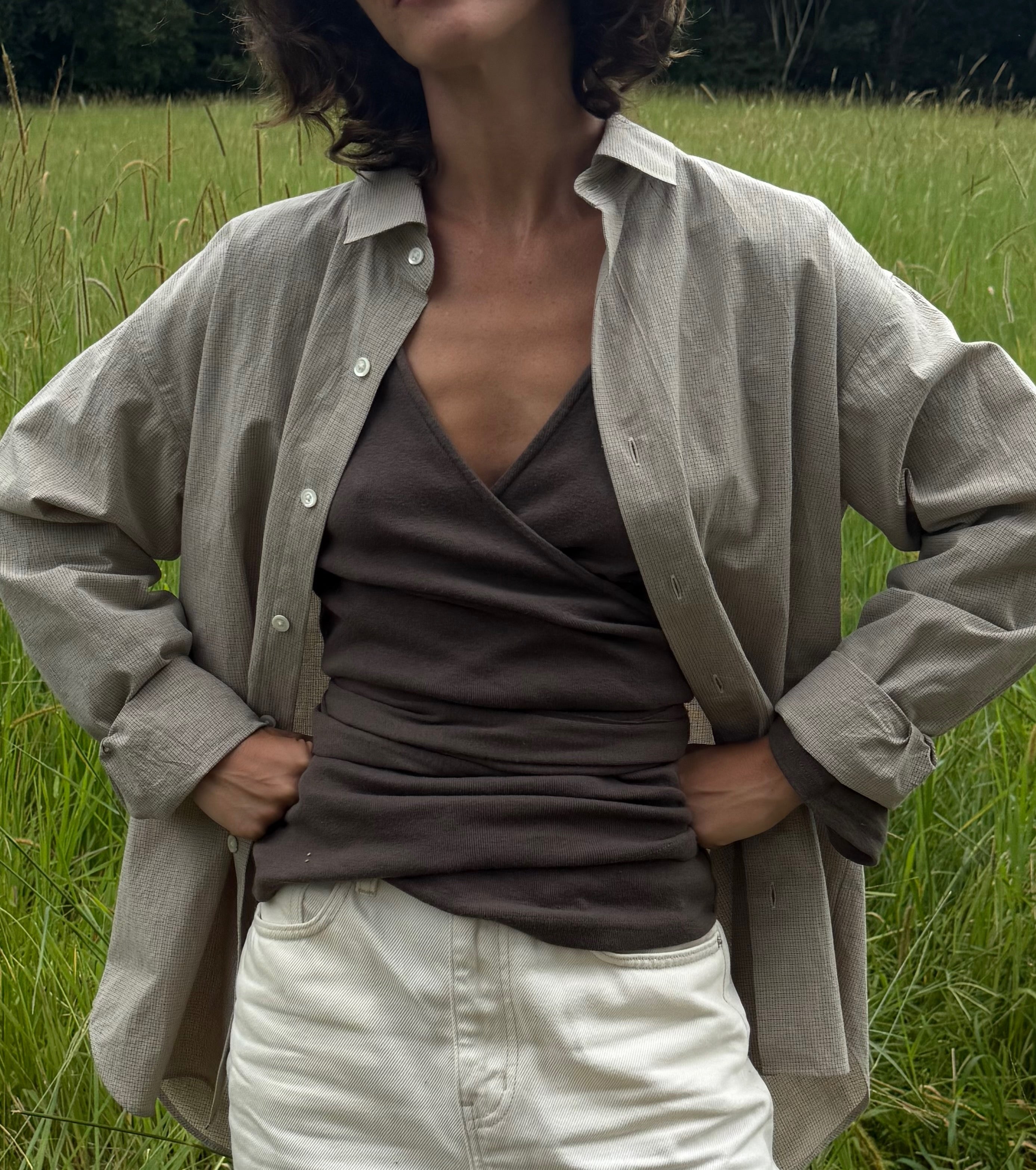 Clio Wrap Top in Cedar