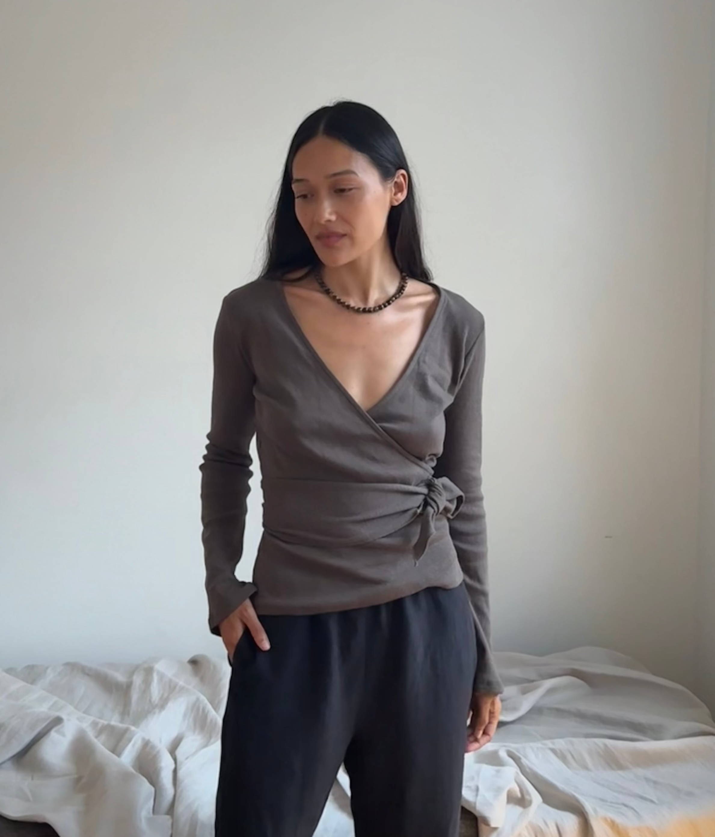 Clio Wrap Top in Cedar