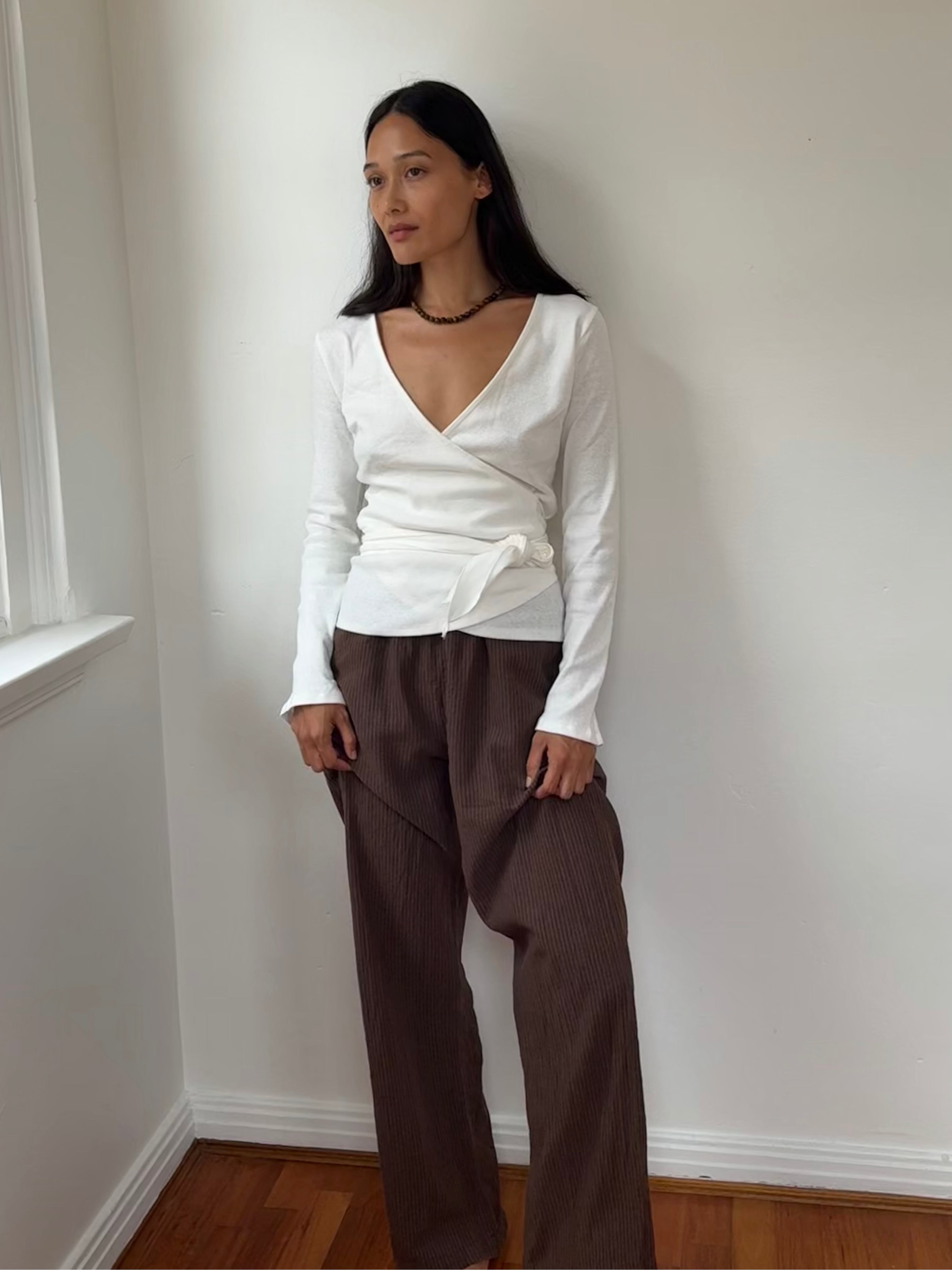 Clio Wrap Top in Ivory