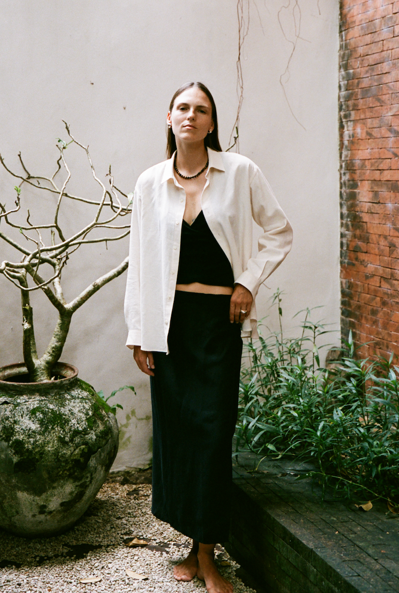 Lucia Wrap Skirt in Washed Black