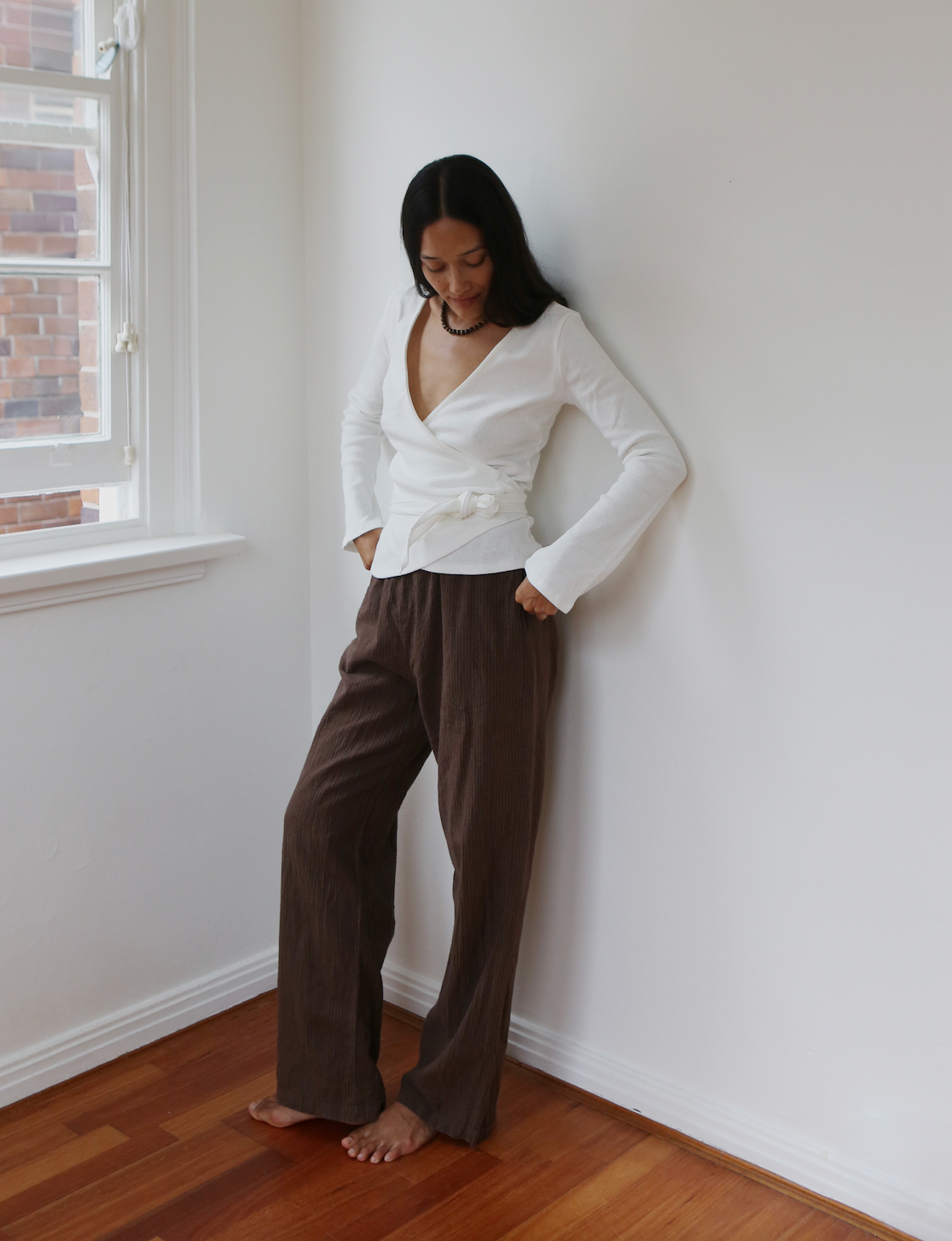 Clio Wrap Top in Ivory