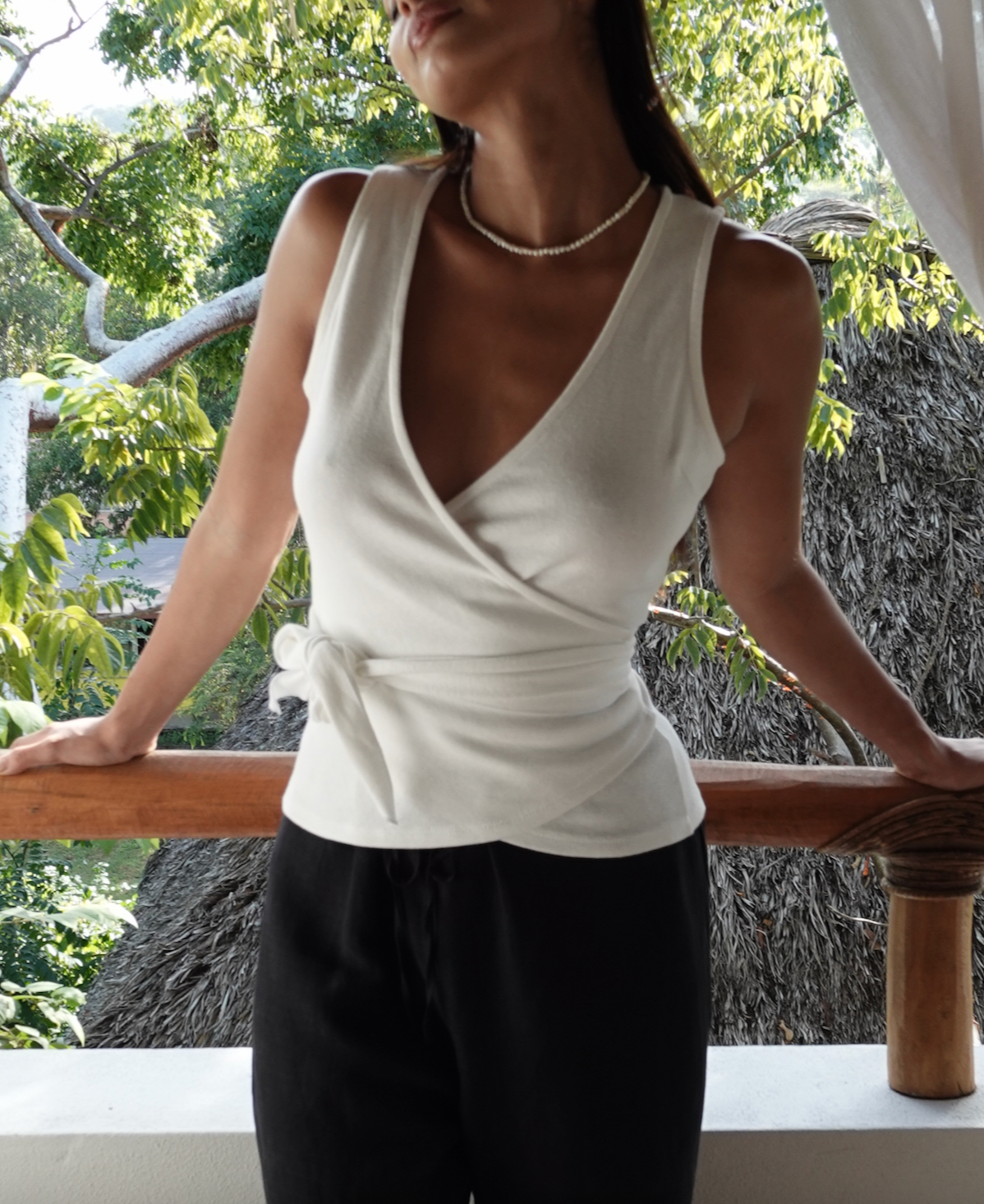 Clio Wrap Sleeveless in Ivory