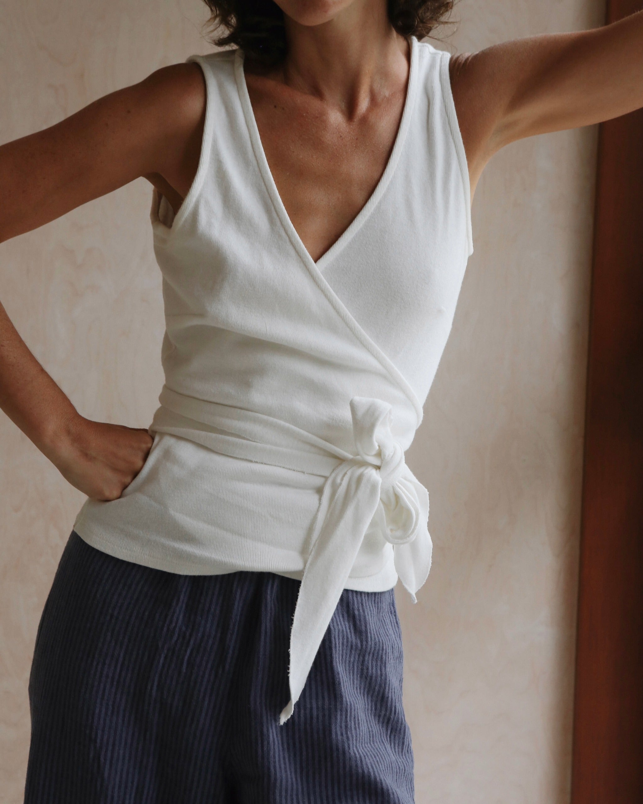 Clio Wrap Sleeveless in Ivory