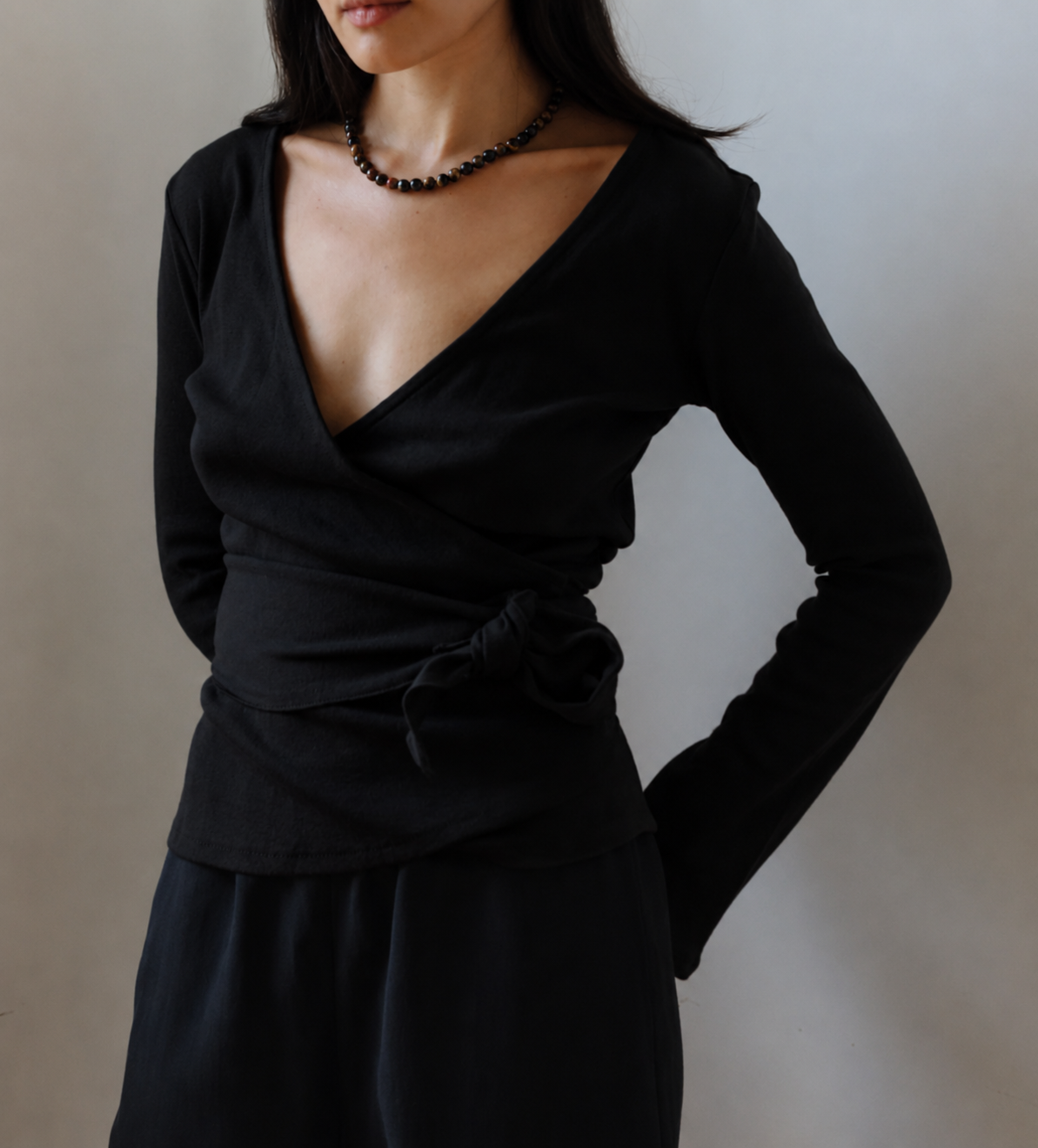 Clio Wrap Top in Black